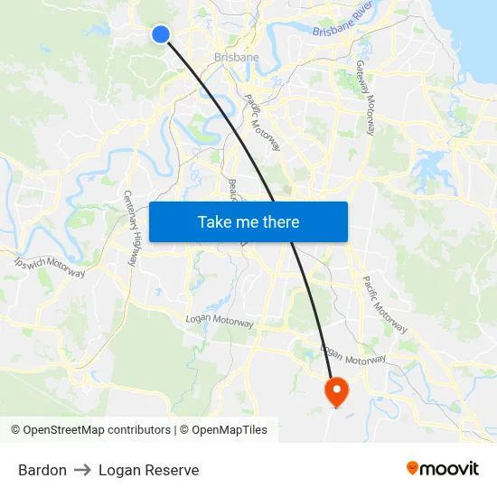 Bardon to Logan Reserve map