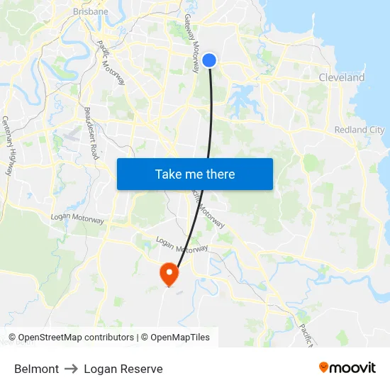 Belmont to Logan Reserve map