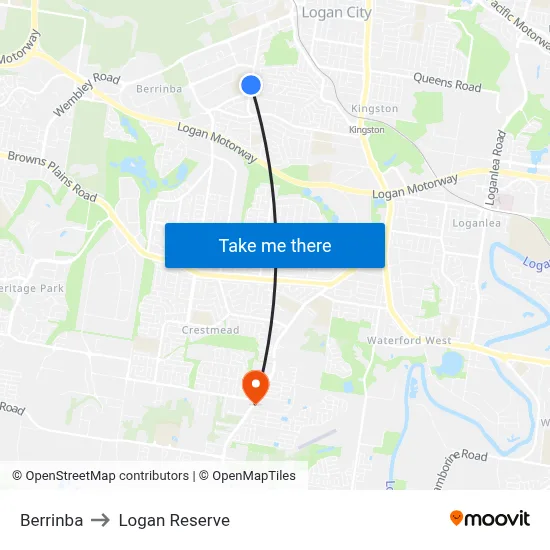 Berrinba to Logan Reserve map
