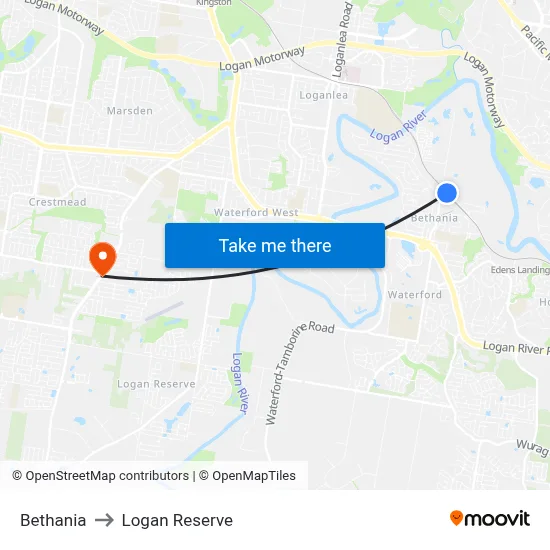 Bethania to Logan Reserve map