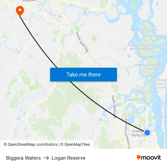 Biggera Waters to Logan Reserve map