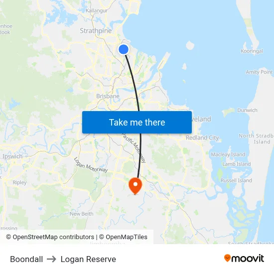 Boondall to Logan Reserve map