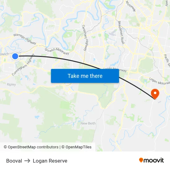 Booval to Logan Reserve map