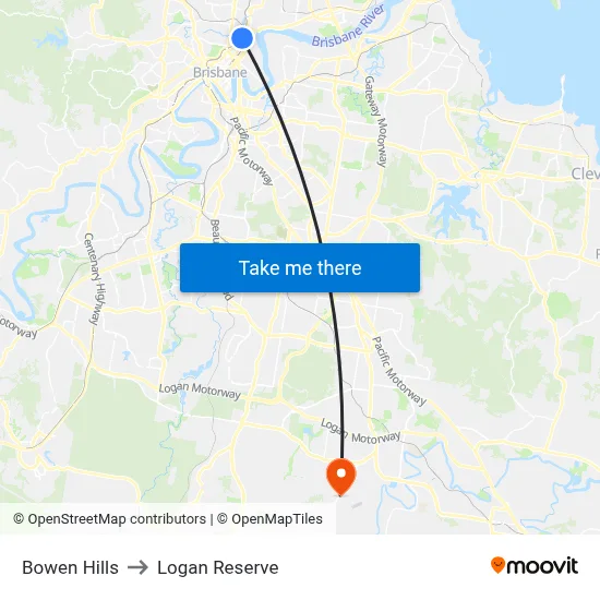 Bowen Hills to Logan Reserve map