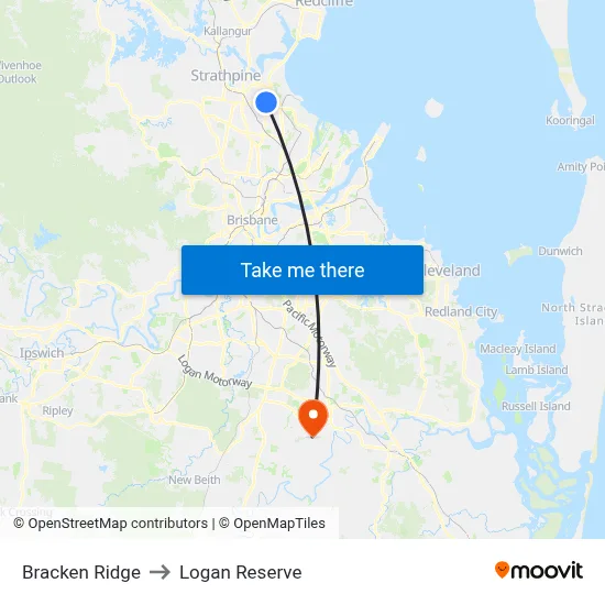 Bracken Ridge to Logan Reserve map