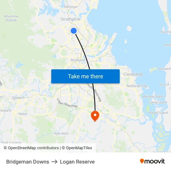Bridgeman Downs to Logan Reserve map