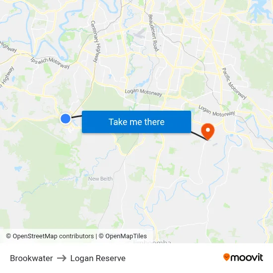 Brookwater to Logan Reserve map