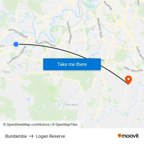 Bundamba to Logan Reserve map