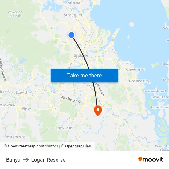 Bunya to Logan Reserve map