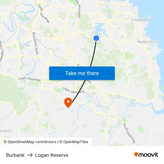Burbank to Logan Reserve map