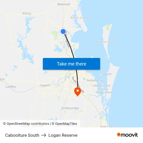 Caboolture South to Logan Reserve map