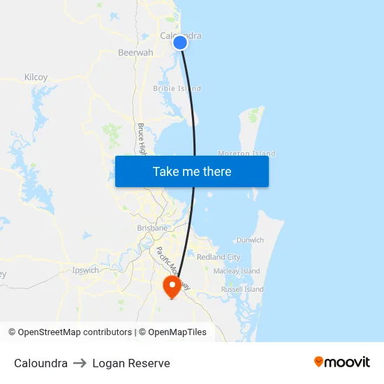 Caloundra to Logan Reserve map