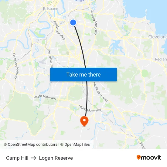 Camp Hill to Logan Reserve map