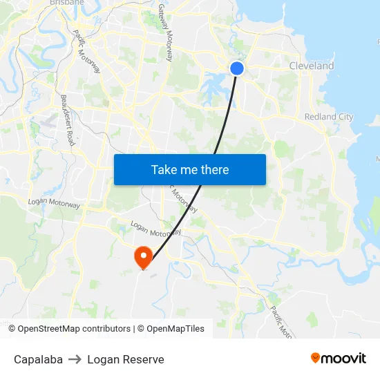 Capalaba to Logan Reserve map