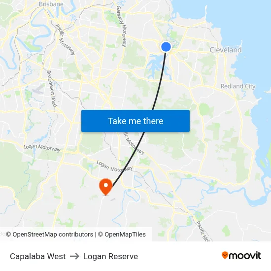 Capalaba West to Logan Reserve map