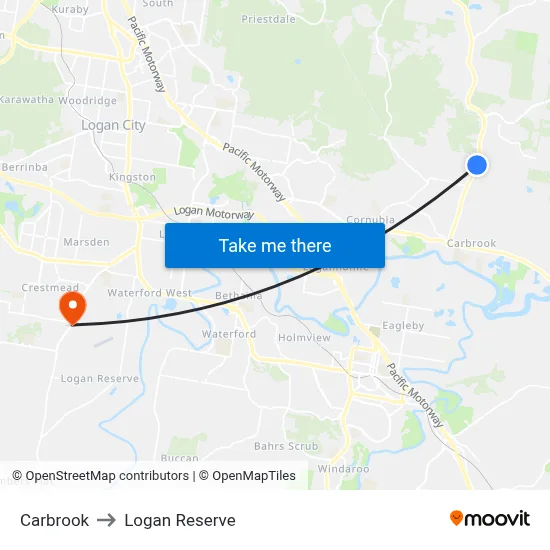 Carbrook to Logan Reserve map