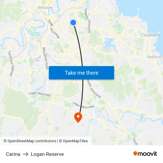 Carina to Logan Reserve map
