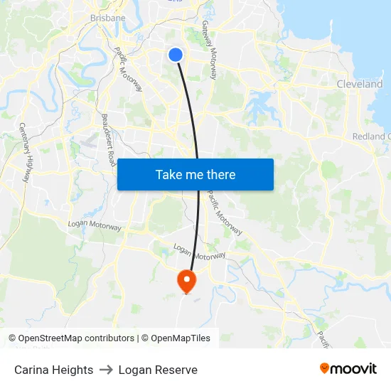 Carina Heights to Logan Reserve map