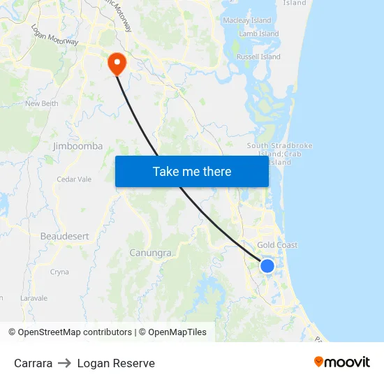 Carrara to Logan Reserve map