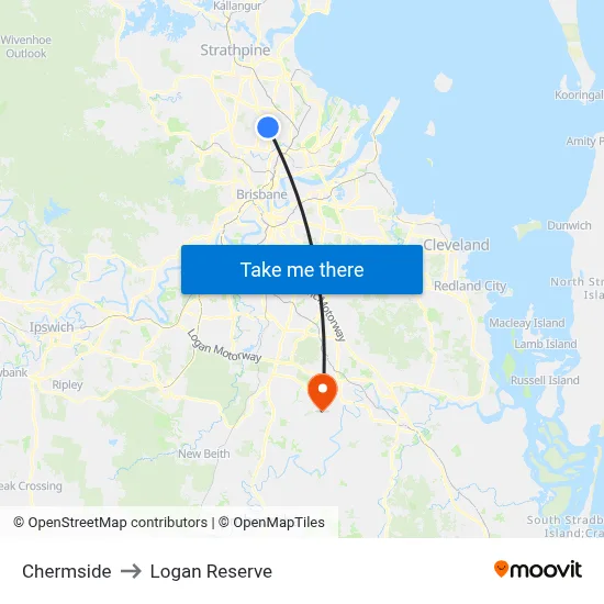 Chermside to Logan Reserve map