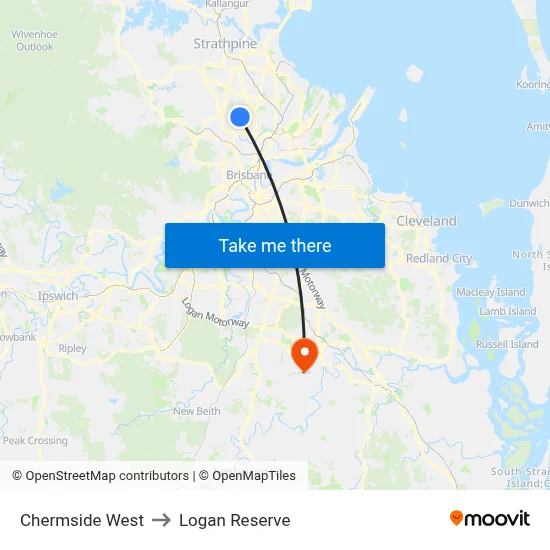 Chermside West to Logan Reserve map