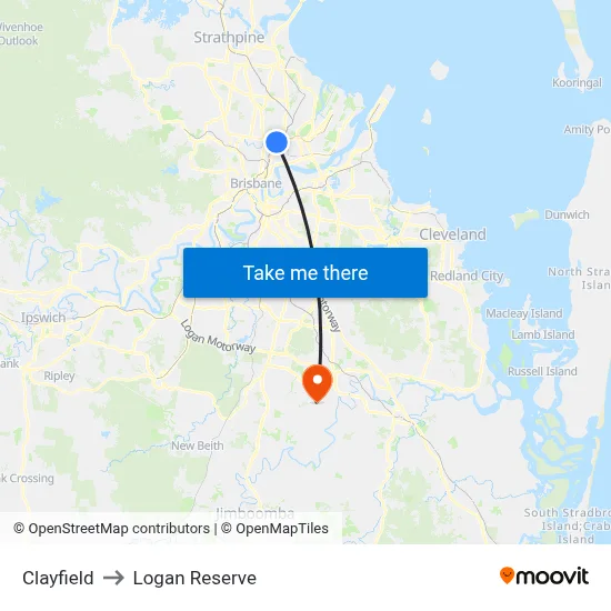 Clayfield to Logan Reserve map