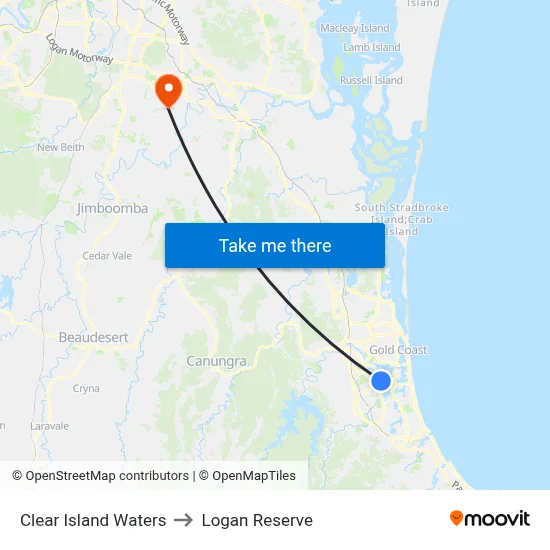 Clear Island Waters to Logan Reserve map