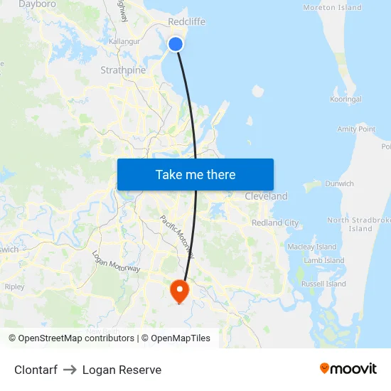 Clontarf to Logan Reserve map