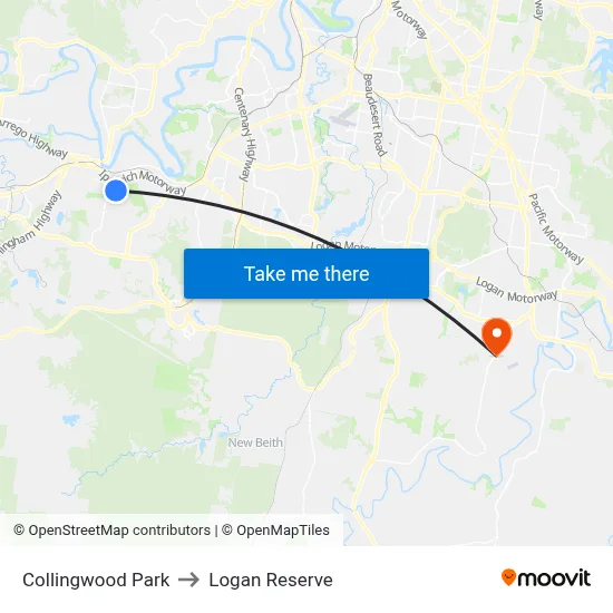 Collingwood Park to Logan Reserve map