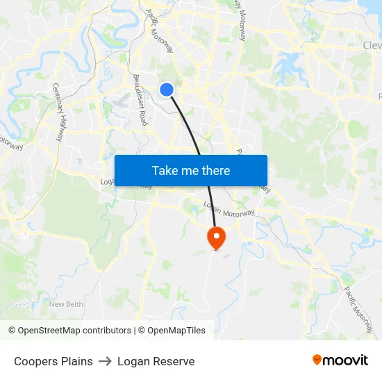 Coopers Plains to Logan Reserve map
