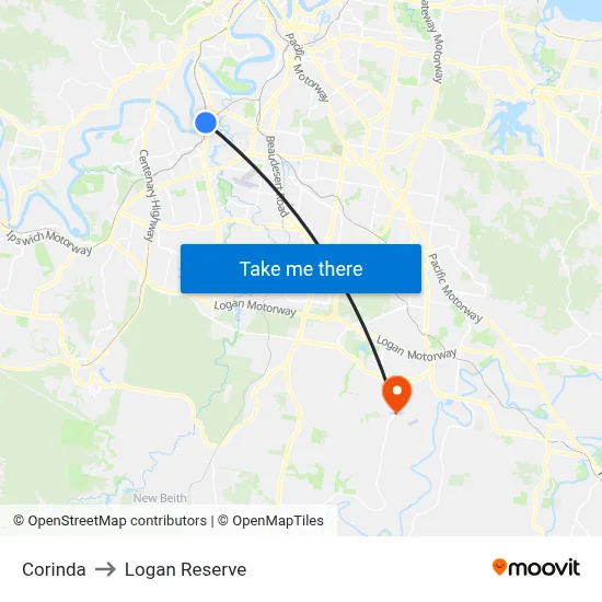 Corinda to Logan Reserve map