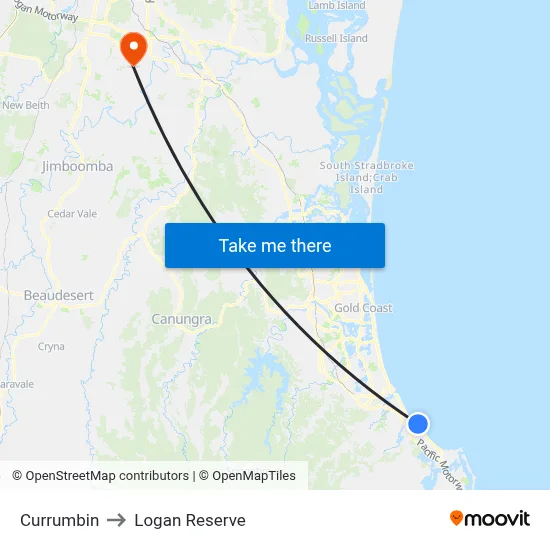 Currumbin to Logan Reserve map