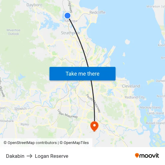 Dakabin to Logan Reserve map