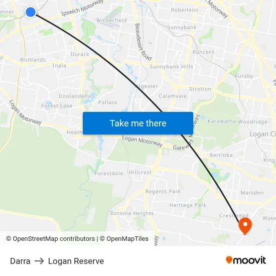Darra to Logan Reserve map