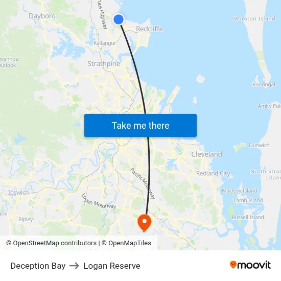Deception Bay to Logan Reserve map