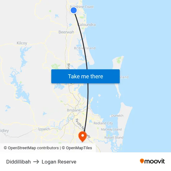 Diddillibah to Logan Reserve map