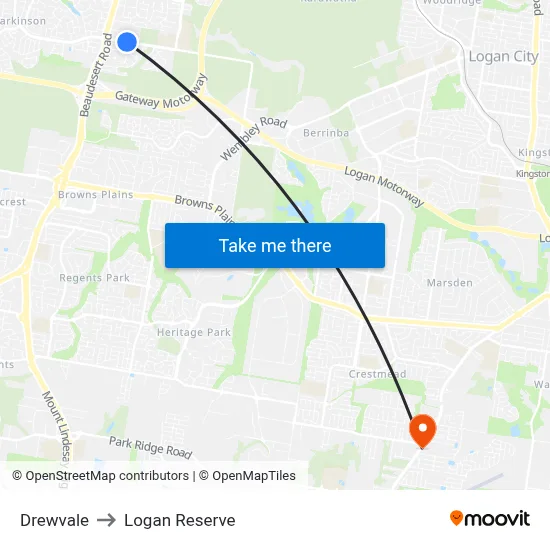 Drewvale to Logan Reserve map
