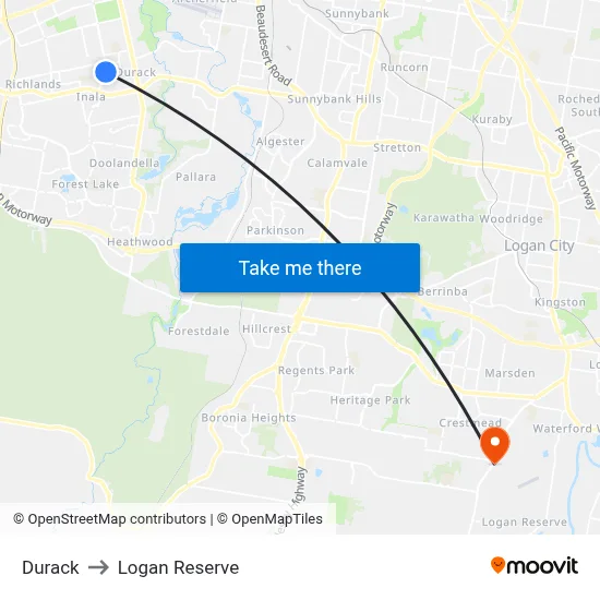 Durack to Logan Reserve map