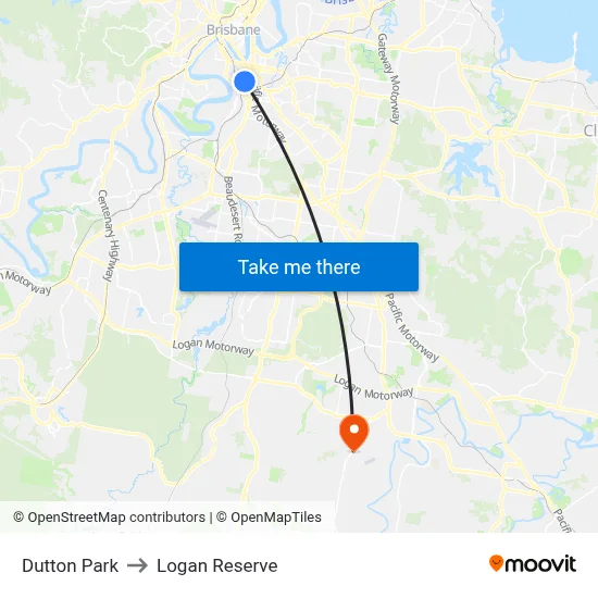 Dutton Park to Logan Reserve map