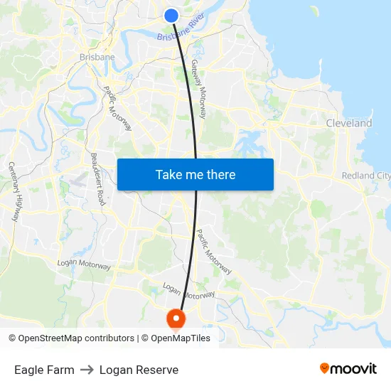 Eagle Farm to Logan Reserve map