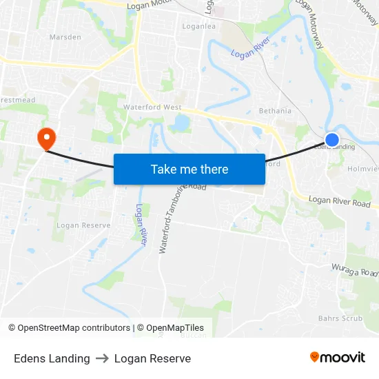 Edens Landing to Logan Reserve map