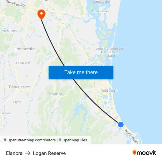 Elanora to Logan Reserve map