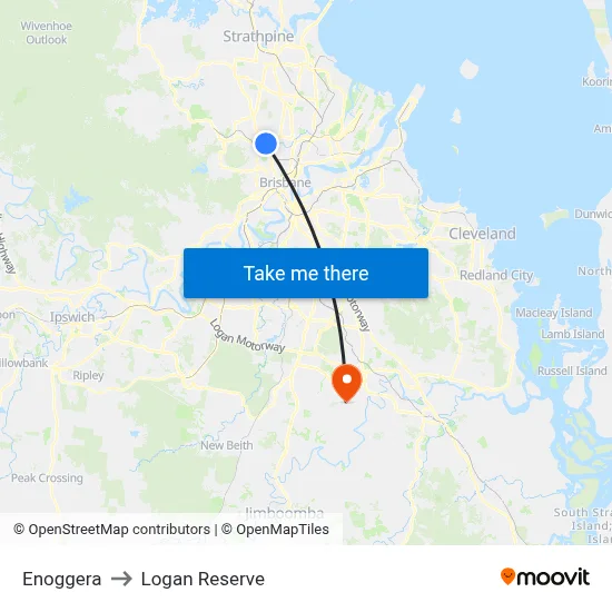 Enoggera to Logan Reserve map