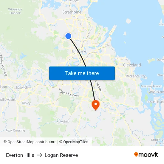 Everton Hills to Logan Reserve map