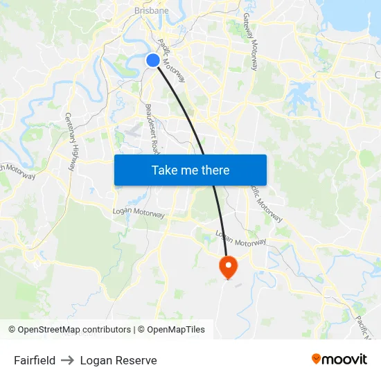 Fairfield to Logan Reserve map