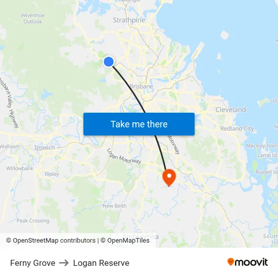 Ferny Grove to Logan Reserve map