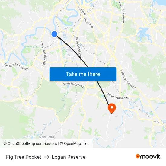 Fig Tree Pocket to Logan Reserve map