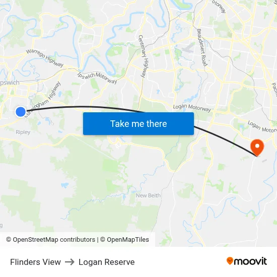 Flinders View to Logan Reserve map