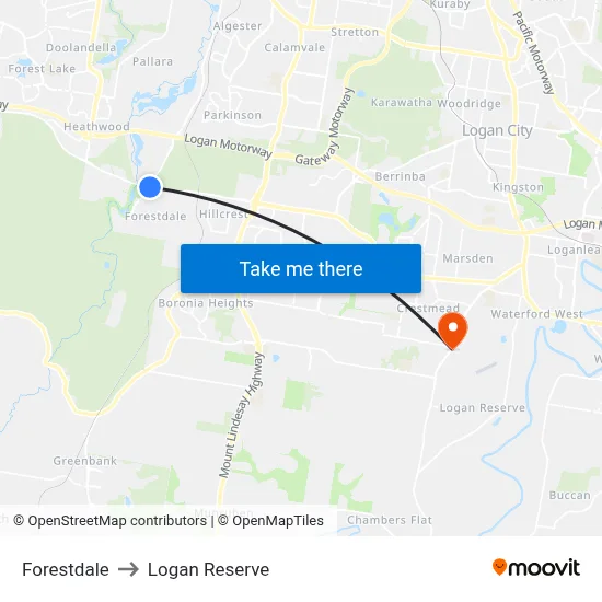 Forestdale to Logan Reserve map