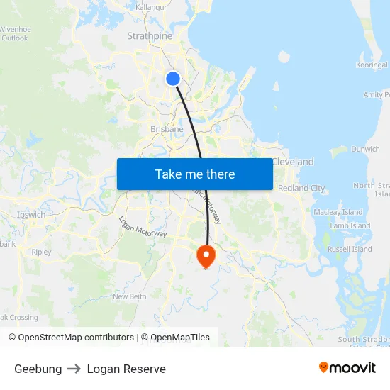 Geebung to Logan Reserve map